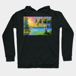 Two birches at dawn Hoodie